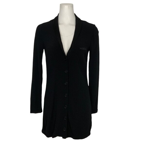 Reformation Clausen Tuxedo Dress 2 Black Mini Long Sleeve Button Front Party - Picture 1 of 11
